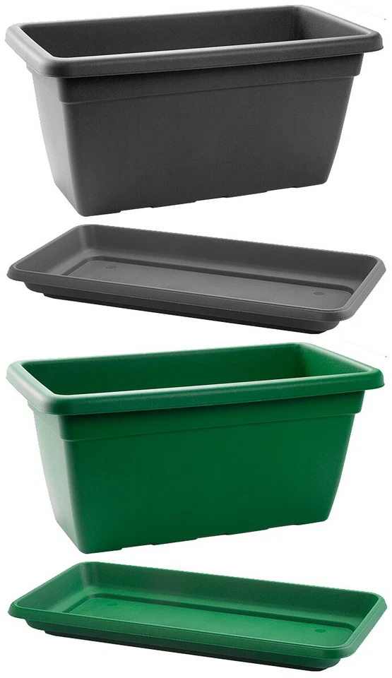 Large Trough Plant Pot Garden Plastic Planter Optional Saucer 60 80 100cm Long - Image 1 of 1