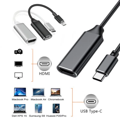 USB-C Type C to HDMI Adapter USB 3.1 Cable For MHL Android Phone Tablet Black⇓ - Image 1 of 4