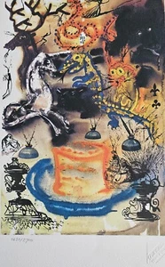 SALVADOR DALI ALICE IN WONDERLAND Who stole the Tarts signed HAND #d LITHOGRAPH - Picture 1 of 8