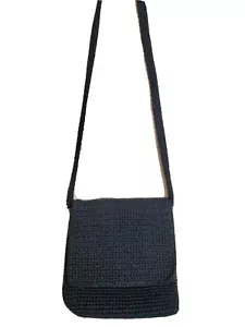 The Sak Crochet Crossbody Bag Purse Shoulder Bag Black EUC - Picture 1 of 9