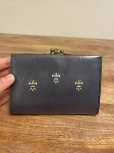 Cartera de cuero vintage gris azul marino Lady Buxton hecha en Nueva Zelanda C15 - Imagen 1 de 6