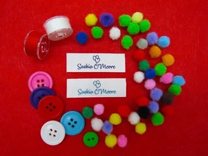 Personalised Sew In Cloth Craft Labels Tags - 50mm x 15mm (SL FLAT 2 - D4) - Picture 1 of 4