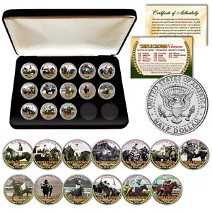 DREIFACHE KRONENGEWINNER Pferderennen JFK halber Dollar 13-Münzen Komplettset mit BOX & ZERT - Bild 1 von 3