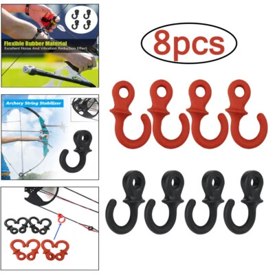 8Pcs Archery Compound Bow String Stabilizer Monkey Tail Rubber Silencer Dampener - Image 1 of 4