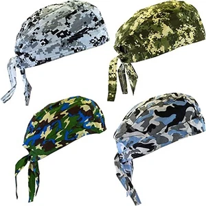 4pc Do Rag Skull Cap Set Camo Cotton Du Head Wrap Motorcycle Biker Bandana - Picture 1 of 1
