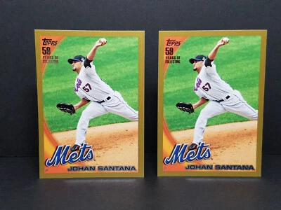 2010 Topps #573 Johan Santana, Mets - Gold Consecutive Pair (1475,1476/2010) - Image 1 of 4
