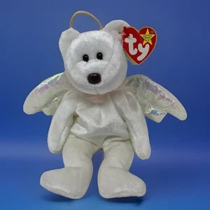 ty Beanie Baby Halo Vintage 1998 White Angel Wings Bear Brown Nose ~ Rare - Picture 1 of 12