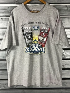Vintage Tampa Bay Buccaneers T Shirt Mens XXL 2003 Super Bowl Distressed Gray - Picture 1 of 12
