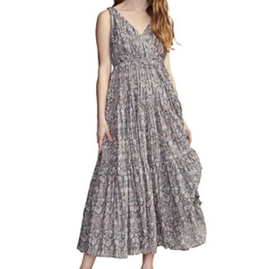 Maxi Vestido Lucky Brand Beachy Breezy Talla XL V Cuello Oscuro Floral Boho Chic Resort - Imagen 1 de 5