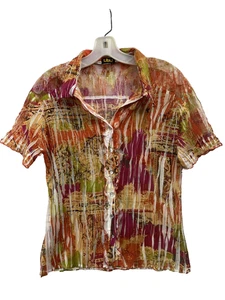 Blusa UbU donna multicolore taglia S semi trasparente con bottoni manica corta colletto - Foto 1 di 15