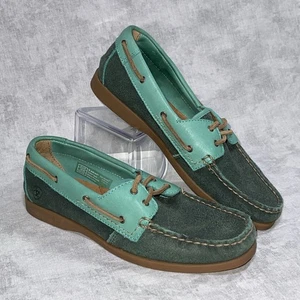 Ariat 'Yuma' Boat Shoes Women’s 6.5B Teal Green Leather Slip-On (10012910) - Picture 1 of 10