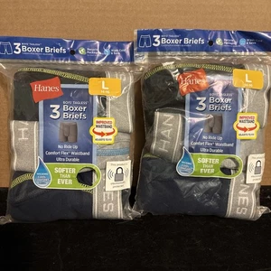 2 Three packs Hanes Boys' Comfort Flex Waistband Boxer Briefs, Size K 14-16 - Picture 1 of 4