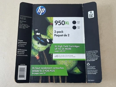 NUEVO paquete de 2 cartuchos de tinta de alto rendimiento originales OEM HP 950XL negros - EXP SEP 2020 Foto 1 de 3