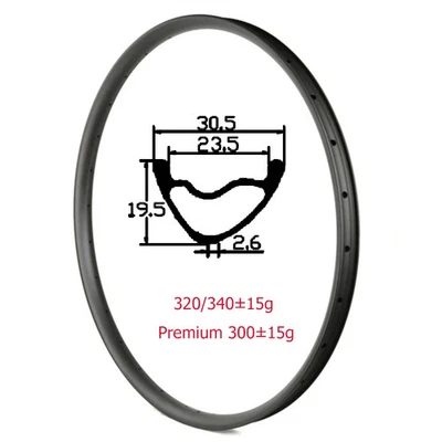 Cubierta de llanta de carbono para bicicleta 29er 20 mm de profundidad MTB XC AM anillo sin gancho sin cámara Foto 1 de 4