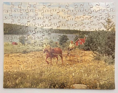Vintage 200pc Kingsbridge Wood Jigsaw Puzzle - On The Field - Made in Sweden - Image 1 of 4