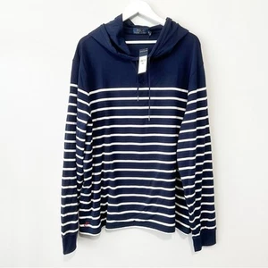 Polo Ralph Lauren blue striped hoodie lightweight top men’s XXL NWT cotton - Picture 1 of 8