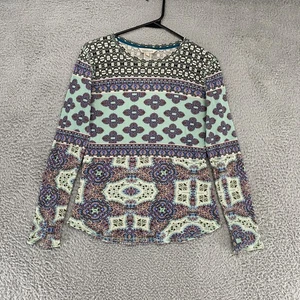 Sundance Thermal Shirt Womens Small Pattern Long Sleeve Waffle Knit Boho Top - Picture 1 of 10