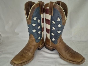 Shyanne Women’s Size 7B USA Flag Western Boot Brown Leather Cowgirl Boots - Picture 1 of 15