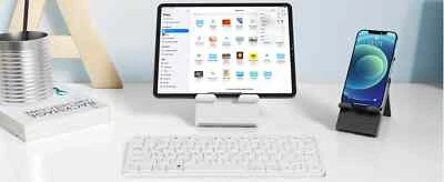 NEW SLIM WHITE WIRELESS BLUETOOTH KEYBOARD IMAC IPAD ANDROID PHONE TABLET PC UK - Image 1 of 4