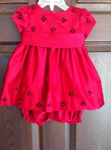 CINDERELLA INFANT GIRLS RED SATIN SPECIAL OCCASION DRESS 9 MO - Picture 1 of 3