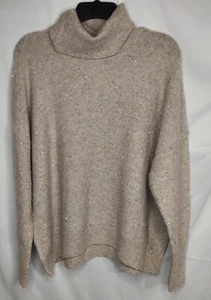 Vince Kamuto Rollkragenpullover hellbraun silber Glitzer Large - Bild 1 von 8