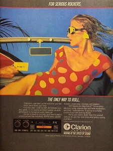 Clarion Car Audio Estéreo Lunares Una Pieza Mancave Años 80 Vintage Anuncio Impreso 1985 - Imagen 1 de 2