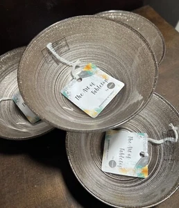 ART OF TABLETOP 4 Small BOWLS Champagne Sparkle 6”l Texture GLASS NEW!!! Shimmer - Picture 1 of 5