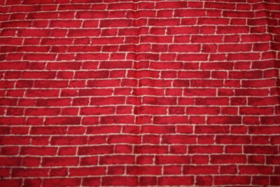 BRIGHT RED BRICK WALL AND SHOPS BUNDLE BY JOAN KESSLER -  100% COTTON FABRIC - Image 1 of 4
