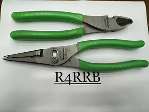 Snap-on Tools USA NEW 2pc GREEN Soft Grip Plier & Cutter Lot Set 388ACF LN47ACFG - Picture 1 of 8