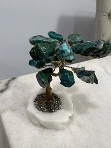 Base de piedra de jabón de crisocola para árbol - Imagen 1 de 6