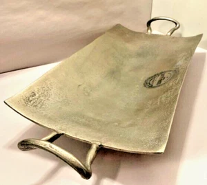 VTG Barware Tray Footed Wine Decor France Silver Metal Luxury MCM Large 26x10 - Picture 1 of 22