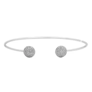 14K WEISSGOLD PAVE DIAMANT GEPUFFTER KREIS ARMREIF MANSCHETTE ARMBAND - Bild 1 von 1