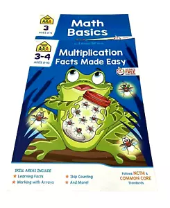 School Zone Grades 3/4 Math Basics, Multiplication Facts Made Easy Lot of 2 - Imagen 1 de 5