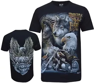 Nuova T-shirt moto indiana Wolf Eagle Moon Biker nativi americani rossi M - 4XL - Foto 1 di 3