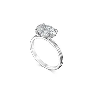 14 Karat Gelbgold Ring F VS1 2 Karat Oval Labor gewachsen Diamant IGI Zertifikat Liebe Geschenk - Bild 1 von 6
