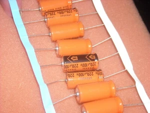 10 PCS VISHAY SPRAGUE TVX2A221MCAA  220uF  100V  AXIAL CAPACITOR 20%  13x26mm - Picture 1 of 2