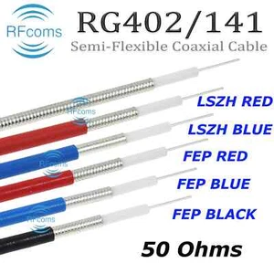 1M / 3FT141-50 50 Ohm Półelastyczny kabel koncentryczny RG402 MF402 0,141" 50 Ohm Kable - Zdjęcie 1 z 21