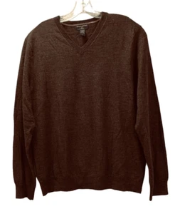 Banana Republic 100 % Merinowolle brauner Herrenpullover mit V-Ausschnitt Gr. Large - Bild 1 von 7