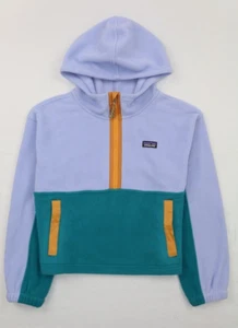 Patagonia Kids Microdini Cropped Hoody 1/2 Zip Fleece XL (14) Blue Purple NWT - Picture 1 of 13