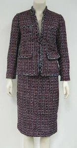 J.CREW Burgunder Tweed Glitzer Rock Anzug Jacke Größe 4 NEU mit Etikett - Bild 1 von 10
