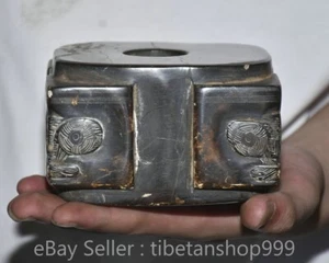 4" Marked Old Chinese Liangzhu Culture Jade Carving Yu Zong Cong Statue - Picture 1 of 7