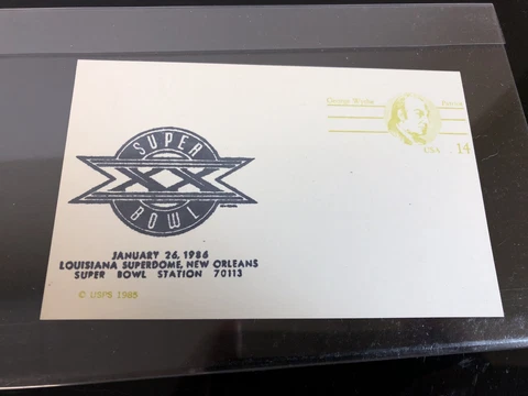 Superbowl XX Bears Patriots Postcard 1986 Cover