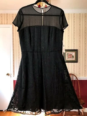 Nuevo con etiquetas Vestido Jones New York Negro Damasco Transparente Gasa NUEVO $139 Talla 10 Foto 1 de 4