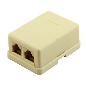 Câble téléphonique de bureau plastique 2 voies RJ11 prise femelle montage en surface beige - Photo 1/4