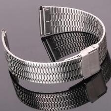Stainless Steel Watch Strap Bracelet 20mm 22mm Adjustable Black or Silver Band
