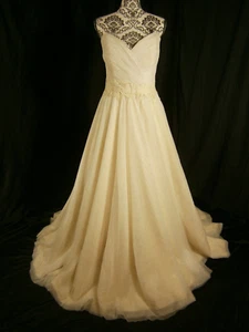 Robert Bullock Bride Wedding Dress 10 Ivory Tulle Gold Satin Lining Ballgown - Picture 1 of 17
