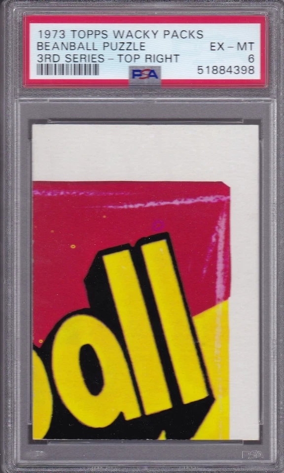 1973 Topps Wacky Packs BEANBALL PUZZE PSA 6 EX/MT Series 3 Packages TOP / RIGHT - Image 1 of 1