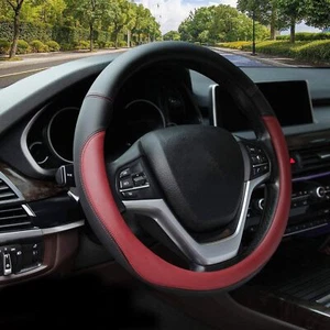 Microfiber Leather Steering Wheel Cover Universal 15 inchWine Red - Picture 1 of 3
