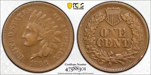 1866 1C INDIAN HEAD CENT RPD FS-303, S-9 PCGS VF30 #47588301 TOUGH VARIETY! - Picture 1 of 8