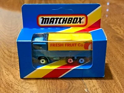 MATCHBOX SUPERFAST #26 VOLVO TILT LORRY FRESH FRUIT CO BLACK BASE England  - Image 1 of 4